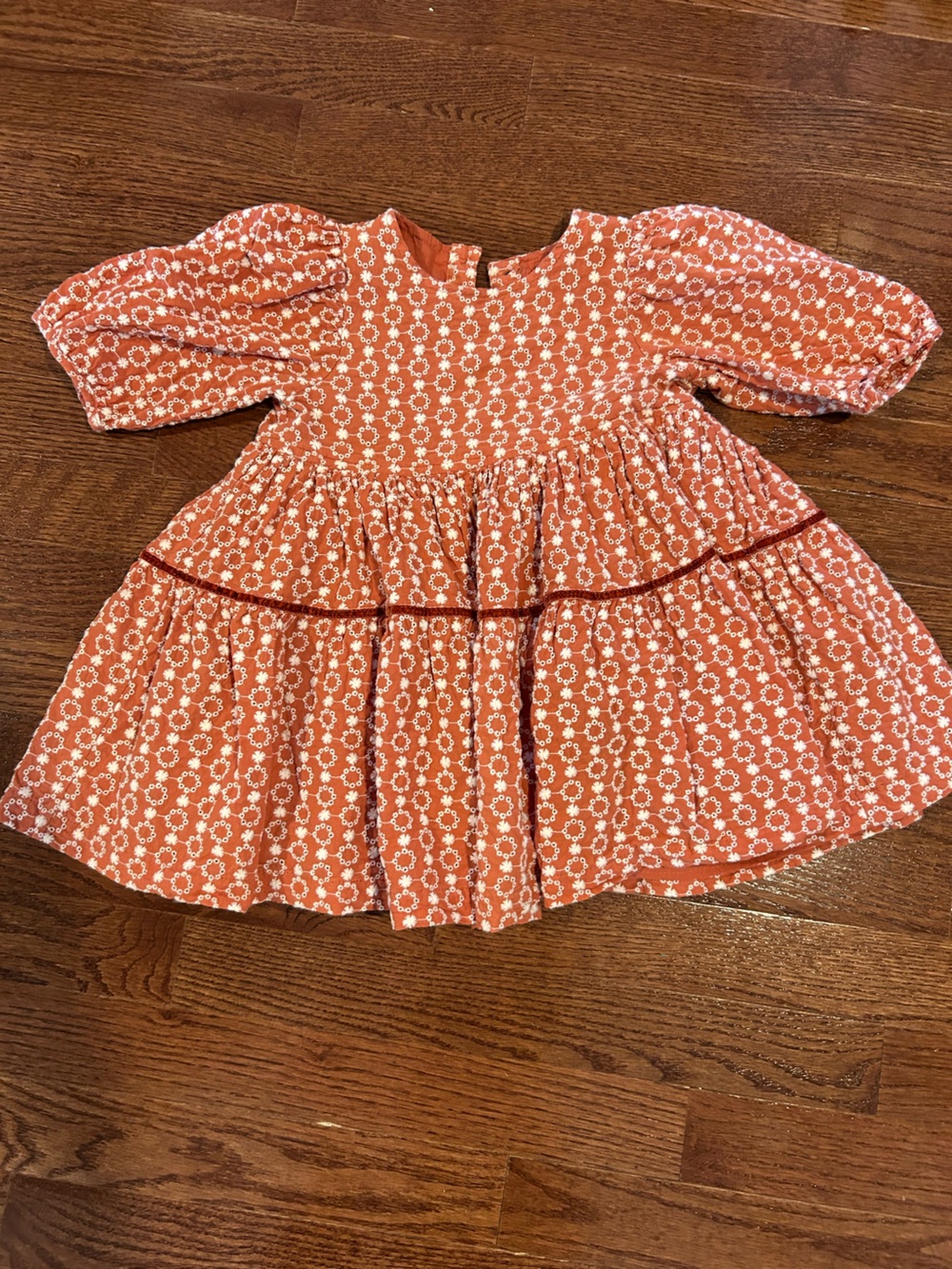 Pink Chicken Girls' Floral Tiered Dress in Rust Orange